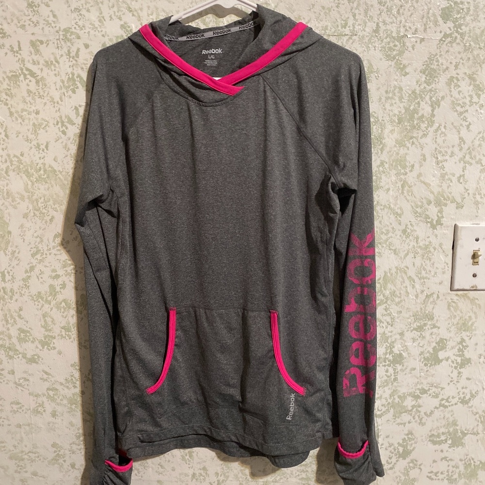 Women’s Large Gray/Pink Hooded Pullover